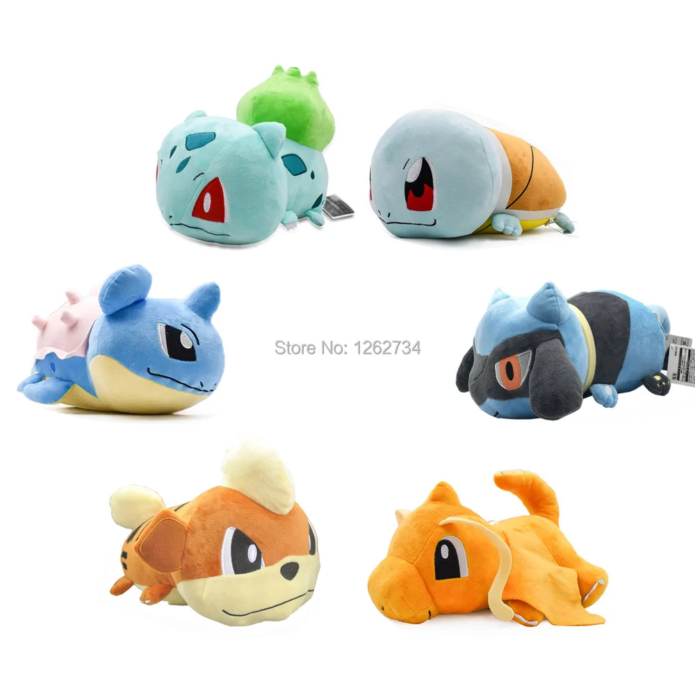 EMS 20/лот плюшевая кукла большого размера 10-1" Bulbasaur Dragonite Growlithe Lapras Riolu Squirtle Подушка фигурка