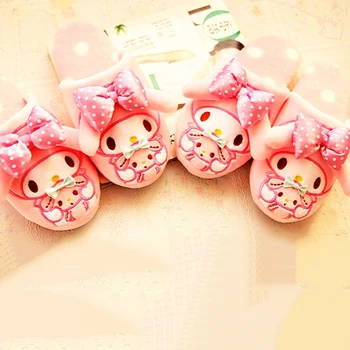 

1 Pair Cute Plush Toy Stuffed Doll Cartoon Sweet Pink Bowknot Melody Soft Winter Home Floor Slipperss Birthday Christmas Gift