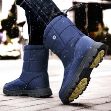 Осенне-зимняя мужская теплая обувь с хлопковой подкладкой; Уличная обувь из хлопка для прогулок; высокие непромокаемые зимние ботинки