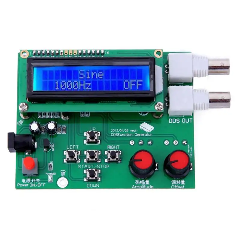 1 Гц-65534 Гц постоянного тока 7-9 V ЖК-дисплей Дисплей DDS Функция генератор сигналов Модуль пилообразной Треугольники волны синуса квадратный пилообразный сигнал