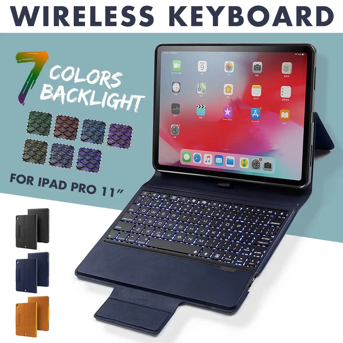 

Ultra thin Wireless Keyboard Leather+PC Bluetooth Backlit Keyboard Case For iPad Pro 11" 2018 Tablet Case Cover New Arrival 2019