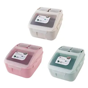 

Double Sealed Rice Storage Containers Kitchen Grain Storage Box With Pulley Large Capacity Bucket + 2 Storage Jar+ Measuring Cup