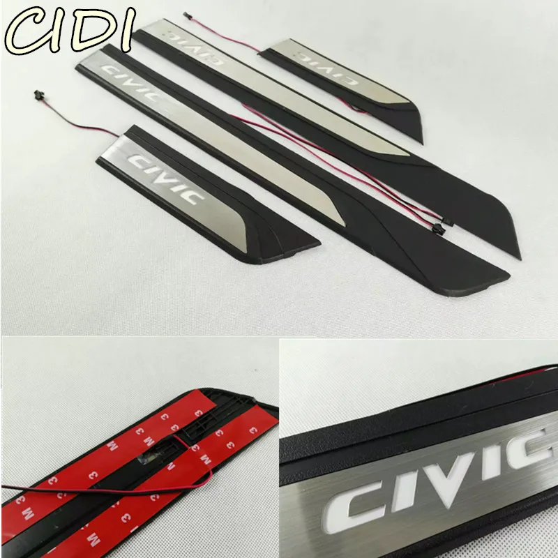 

Car Styling FIT for HONDA CIVIC 2016 2017 LED Door Sill Scuff Pedal Door Step light Welcome Pedal Automobile Accessories