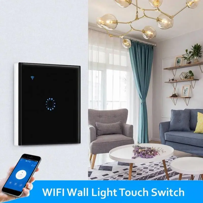

WiFi Touch Light Switch 1 Gang US EU/UK Plug Wall LED Lights Switch for Smart Home Wireless Remote Switch Control #02