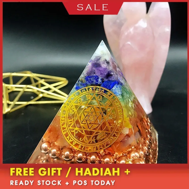 

AURA Orgonite New Seven Chakras Organta Meditation Energy Boost Pyramid Energy Love Wealth Health Balance Energy Tower Gift