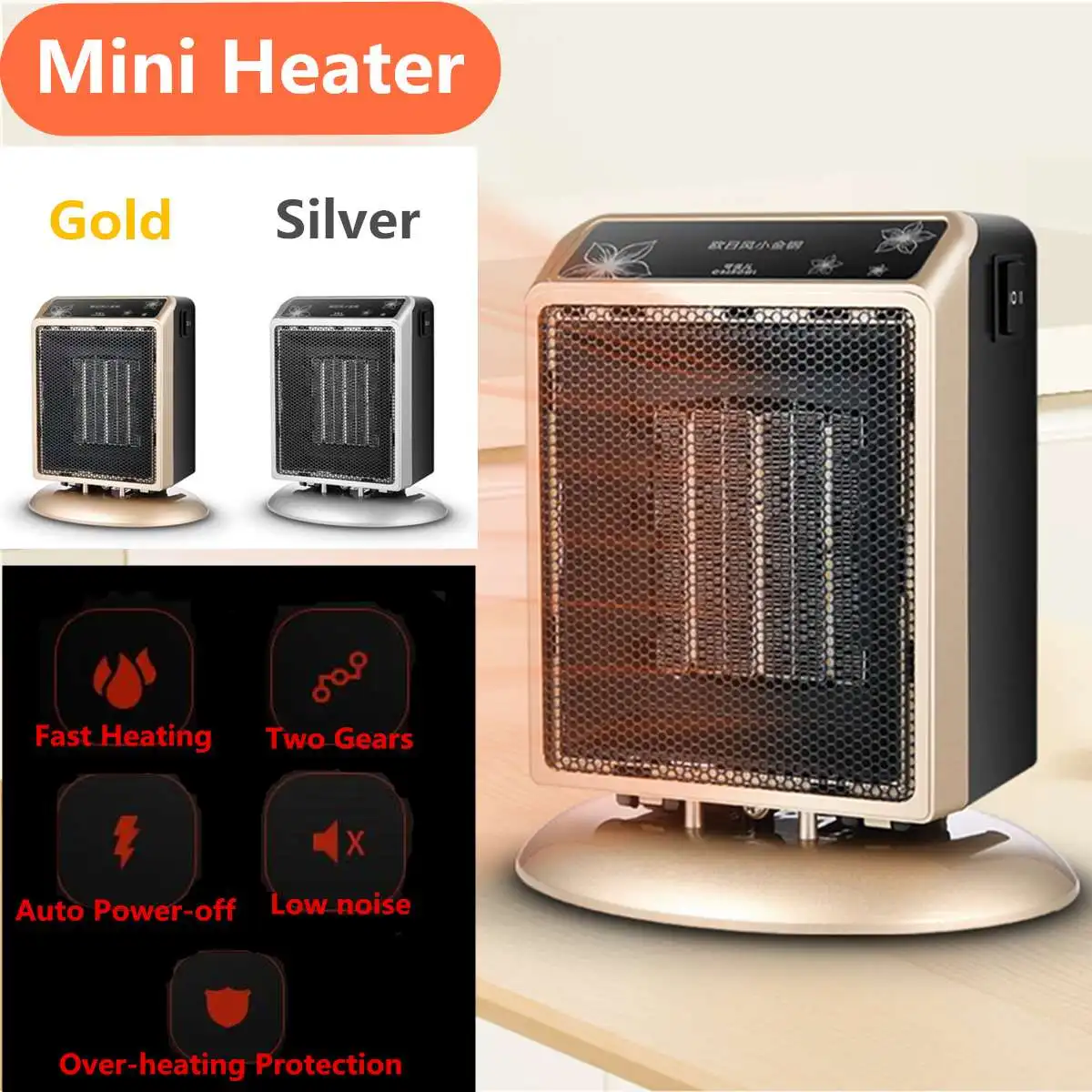 

400W PTC Heater Winter Desktop Electric Mini Heater 900W Fan Household Heating Warmer Fast Office