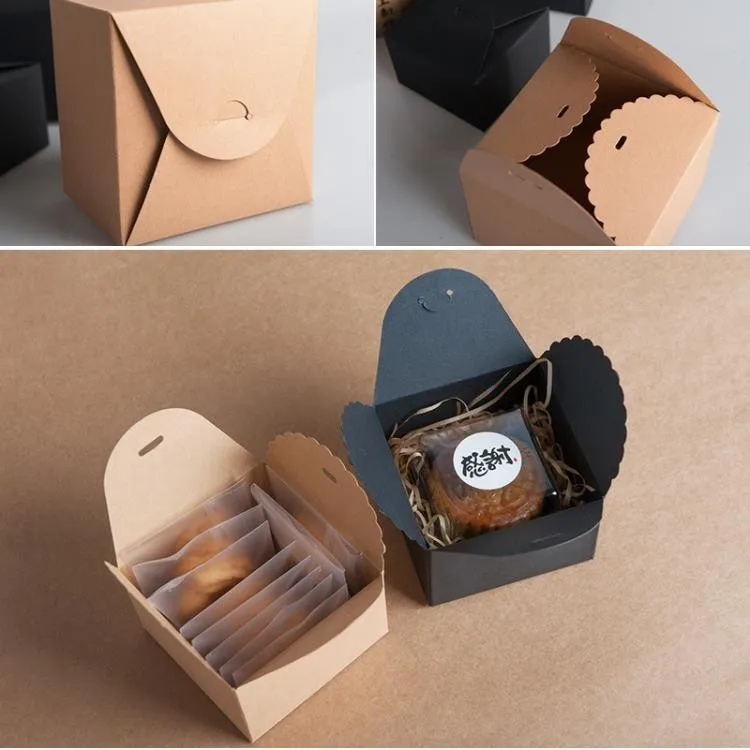 

20pcs/lot 9x9x6/12x12x9cm black brown Color Square Cookie Boxes Kraft Paper Small Chocolate Macaron Cake Box Gift Diy Package