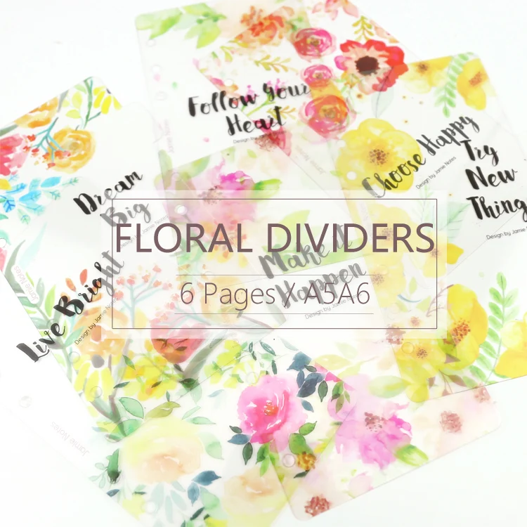 

Transparent Flower Refills 6pcs Index Dividers A5 A6 for 6 Hole Binder Organizer Notebook Beautiful Filler Pages For Planner