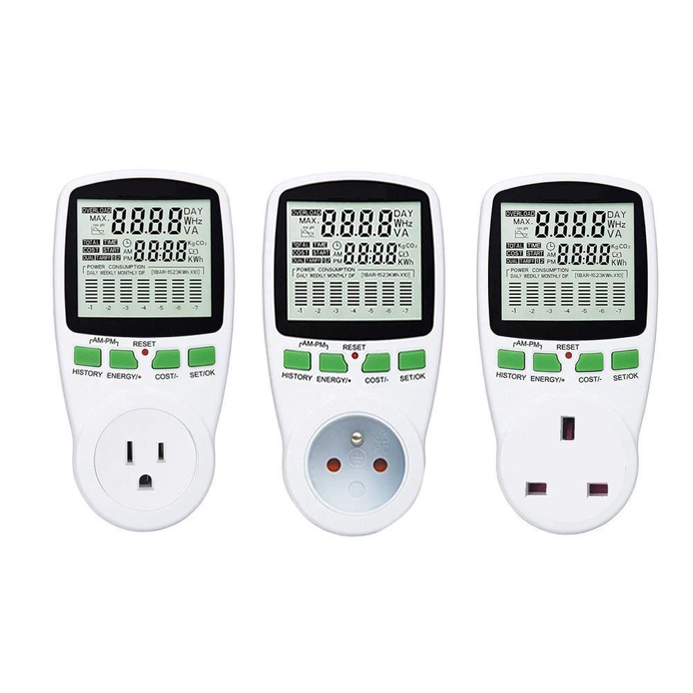 

US EU UK Plug Digital Wattmeter Power Energy Consumption Watt Meter Electricity Usage Monitor Socket Accurate Measuring Switch