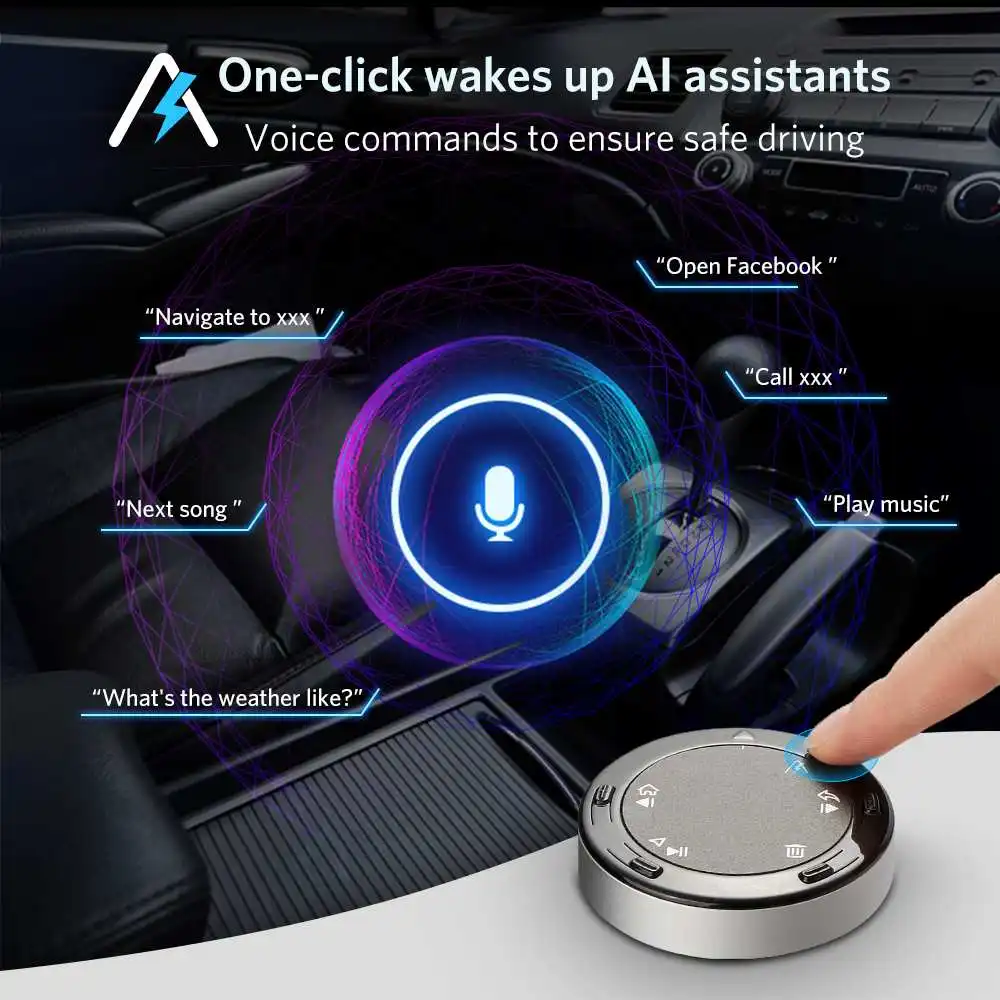 

Tsumbay Ai01 TouchAI bluetooth Hands Free Car Kit Wireless in Car Control For Smartphone Music Player Navigation Universal