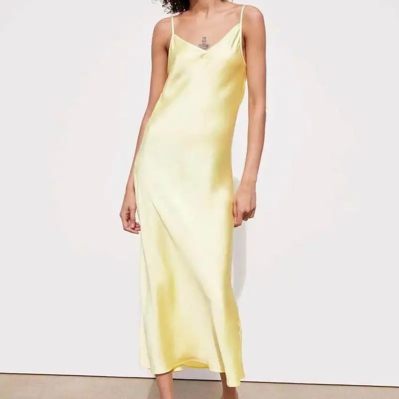 

Women Summer Dress 2019 New Arrival Female Adjustable Spaghetti Strap Dress Mid-Calf Casual Style Feminino Vestidos