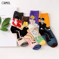 2019 мультфильм Мода для женщин мужчин носки для девочек Майкл Джексон Чаплин печати хлопок длинные носки пары костюмы интимны