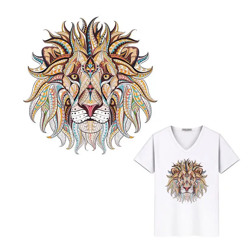 Нашивки для одежды с железным переводом, крутые 3D наклейки с изображением короля льва для топов, футболки, домашнего украшения DIY