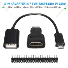 Аудио-видео Hdmi кабели мужчин и женщин адаптер+ Micro USB к USB кабель провод+ мужской разъем GPIO булавки для Raspberry Pi Zero комплект