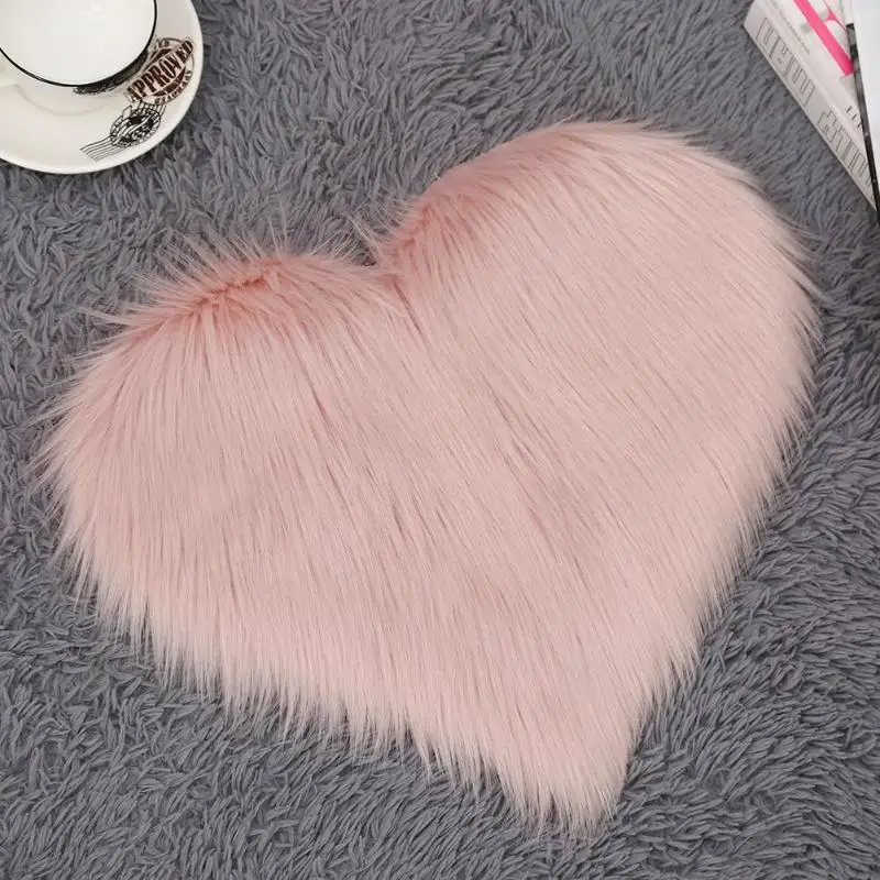 Long Hairy Rug White Pink Shaggy Carpet Love Heart Shape Fur Rugs