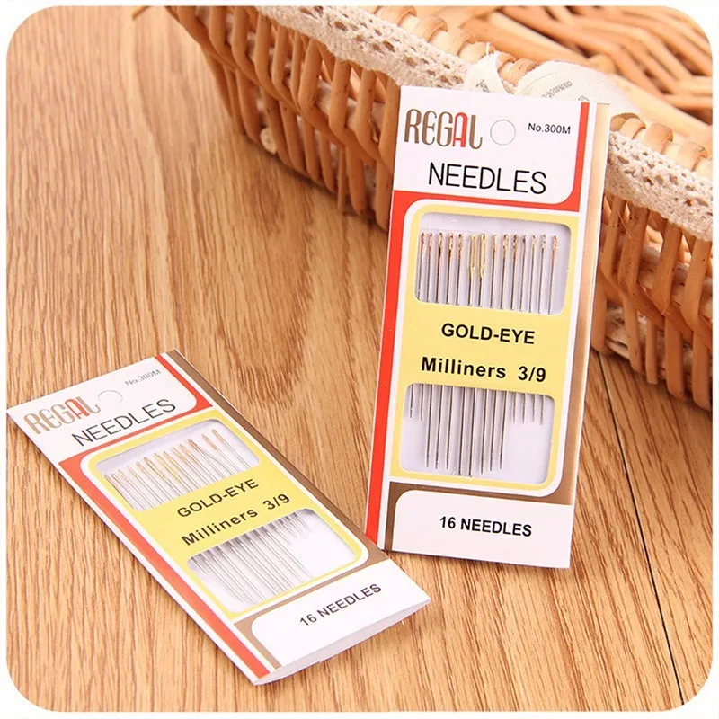 

Pulaqi 16PCS/PACK Sewing Needle Gold Tail Multipurpose Hand Needle Package Home DIY Sewing Combination Sewing Tools F