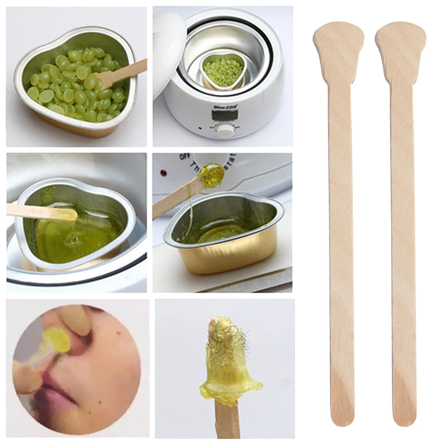 100pcs Disposable Wooden Waxing Spatulas Tongue Wax Applicator Diy