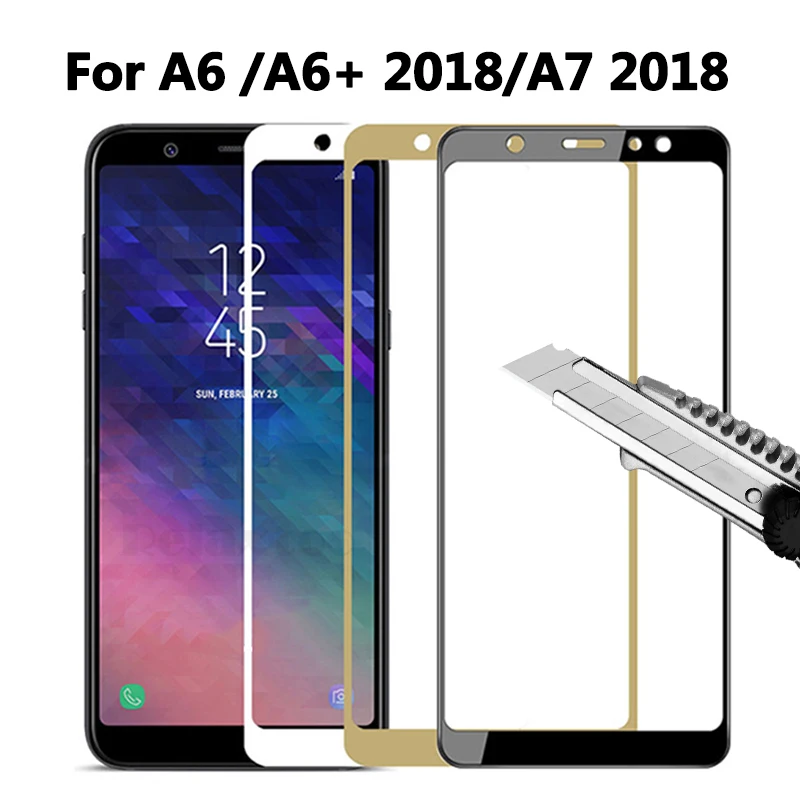 9H 2.5D Закаленное стекло для Samsung Galaxy A7 2018 A 6 A6 Plus + Защитная пленка экрана a7 a750 |