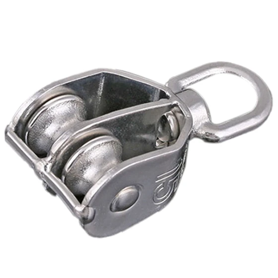 

20mm od. Stainless Steel Metal Dual Pulley Wire Rope Block Rope Pulley Block