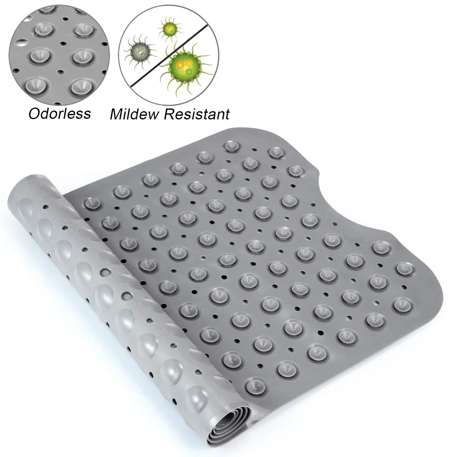

Bath Tub Shower Mat Anti-Bacterial Non-Slip and Phthalate Latex Free,Mildew Resistant and Machine Washable Eco-Friendly Bath M