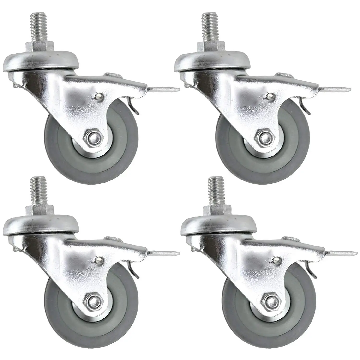 

Universal Braked Swivel Castor Trolley Wheels M10 Screw Mini Wheel (50mm, Pack of 4)