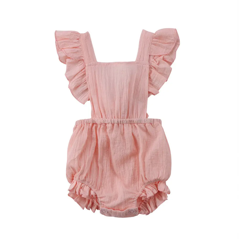 

2018 Brand Sweet Newborn Baby Girls Ruffles Romper Backless Jumpsuit Outfits Clothes Sunsuit 0-24M Baby Clothes