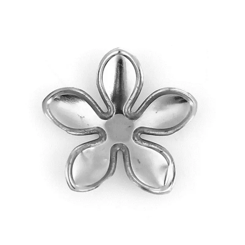 

DoreenBeads 100 PCs Metal Iron Alloy Embellishments 5 Petals Flower Silver Color Scrapbooking Decor 20mm( 6/8") x 20mm( 6/8")