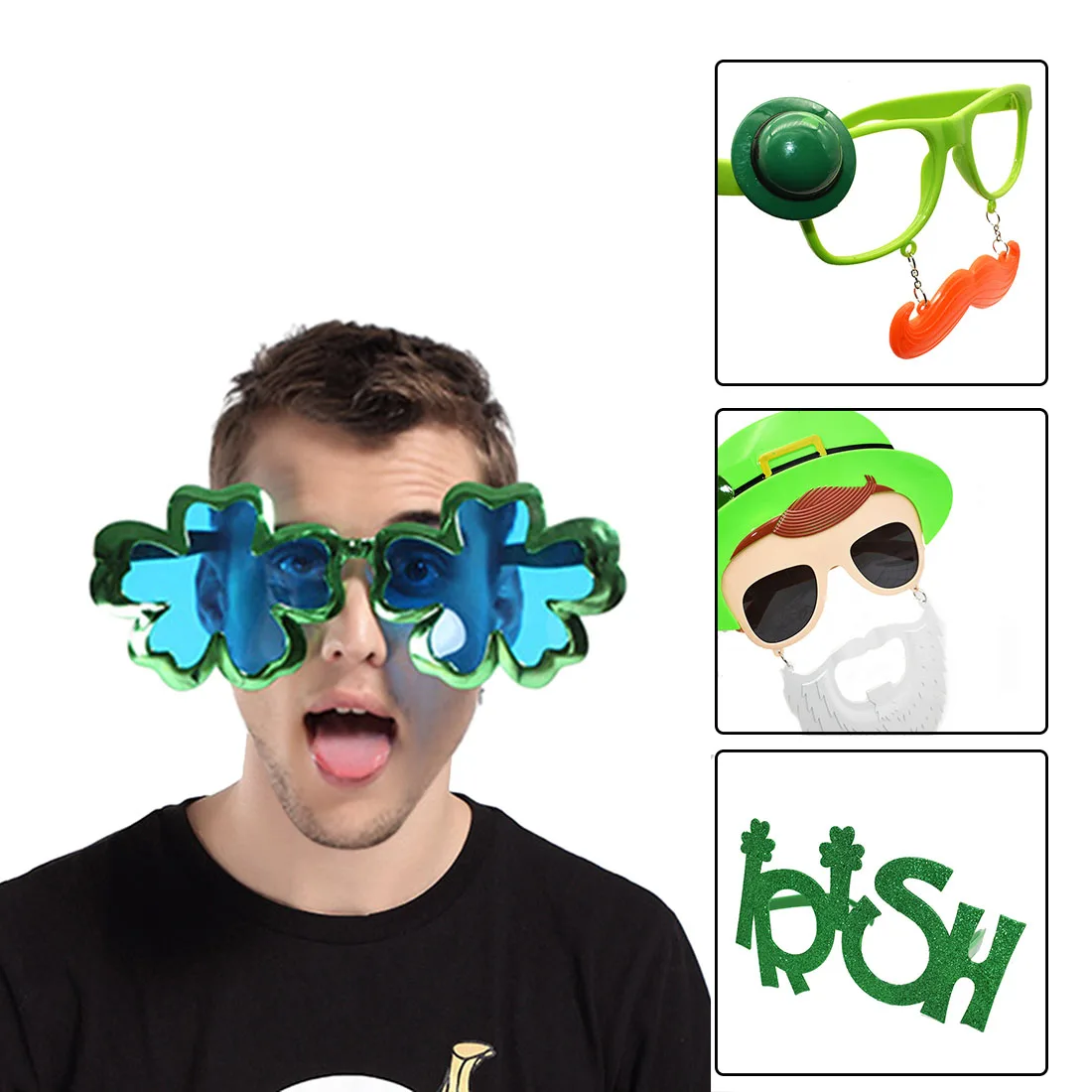 

Funny Unisex 4Pcs Irish Shamrock Glasses Green Party Eyewear For St. Patrick'S Carnival Dress Up Photobooth Props For Even Party