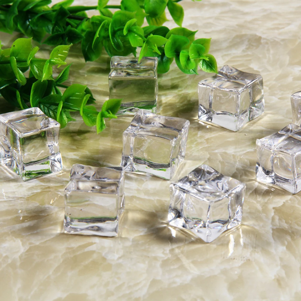 

5Pcs/lot Reusable Fake Ice Cubes Artificial Acrylic Crystal Cubes Party Decor Whisky Drinks Display Photography Props 25mm