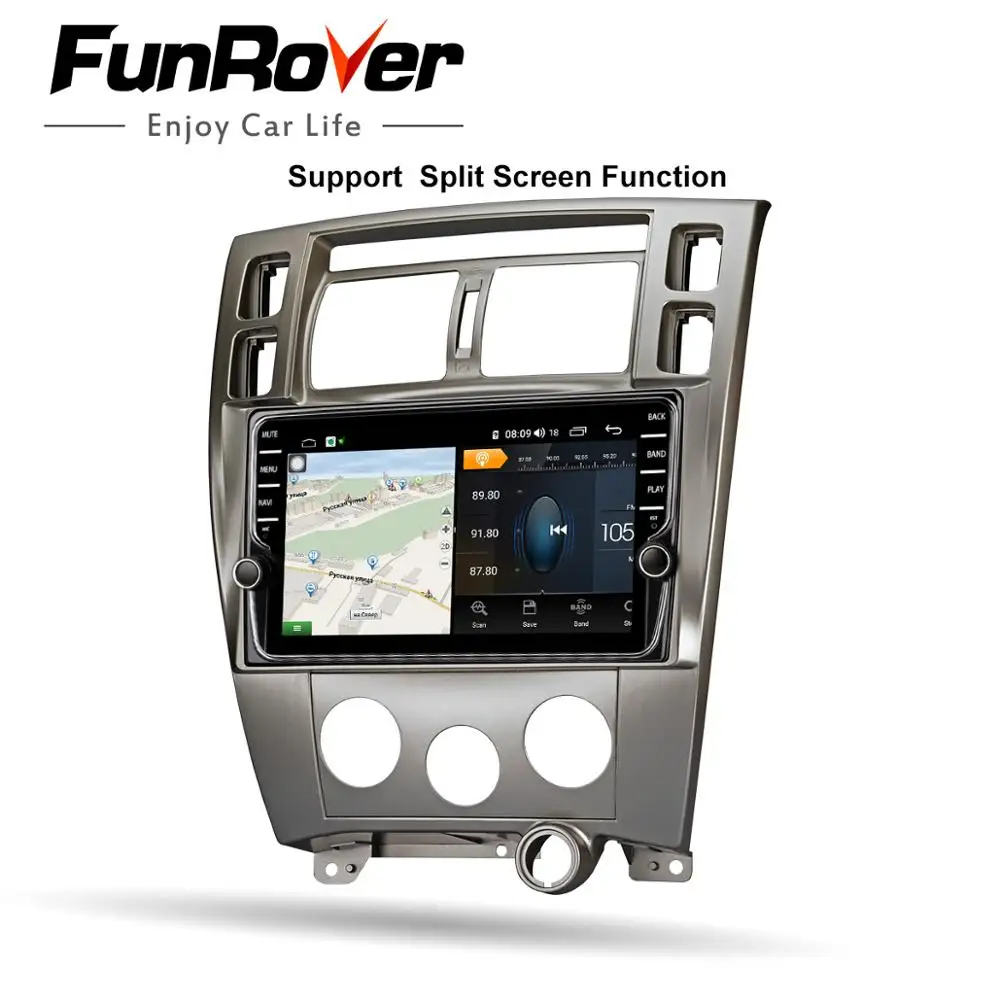 Discount Funrover 8 cores car radio multimedia player dvd android 9.0 For Hyundai Tucson 2006-2014 2 din autoradio gps navigation 4G+64G 3