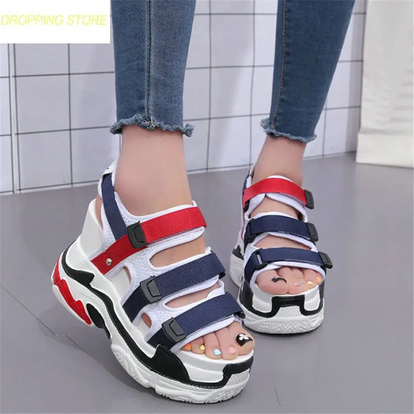 

2019 Women Wedges Platform Shoes Ankle Strap High Heels Roman Gladiator Sandals Summer Party Shoes Punk Sneakers