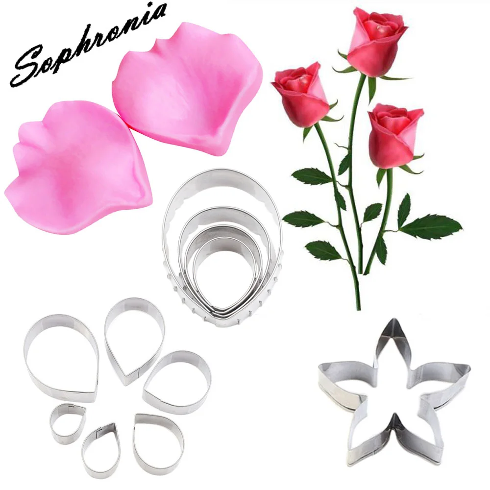 

Rose & Flower Petal Veiner &Cutter Silicone Mold Fondant Mould Cake Decorating Tools Chocolate Gumpaste,Sugarcraft Mold CS202