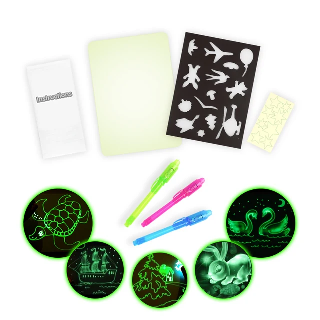 Writing Magic Drawing Board Set A5 Draw Light Russian Language Early Educational Kid With Night Noctilucent In Dark Children Toy 1