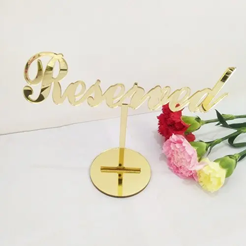 

Reserved Table Sign,Reserved Seating, Reserved Sign for Weddings Freestanding Acrylic Reserved Gold Wedding Sign Reception