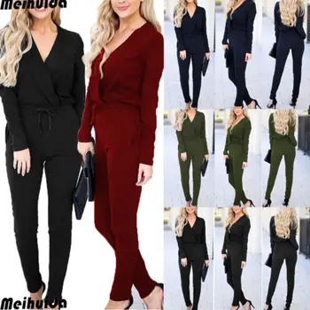 

New Women Clubwear V-neck Playsuit Bodycon Party Jumpsuit Romper Trousers
