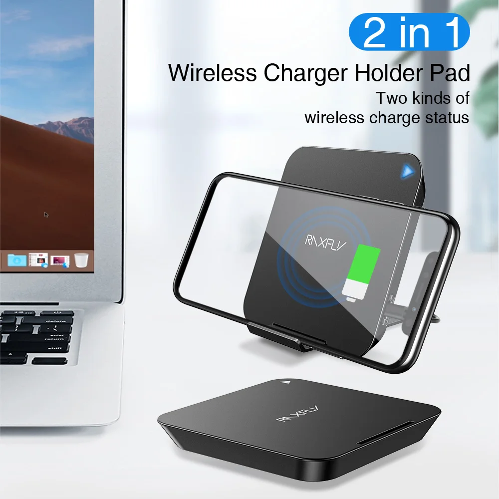 

RAXFLY 2 in 1 Qi Wireless Charger For iPhone X XS 8 Fast Charging For Samsung S9 S10 Plus Charger Pad Holder For HUAWEI P30 pro