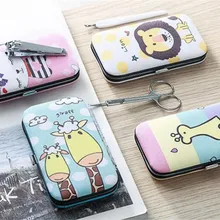 Горячая 100 наборов маникюрный набор прекрасные Мультяшные кусачки для маникюра или педикюра набор ножниц для ногтей 7 шт Углеродистые стальные ножницы для кутикулы