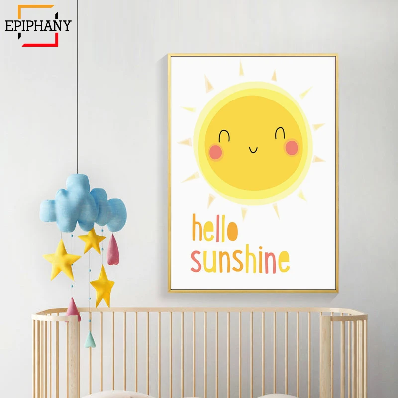 

Rainbow Nursery Wall Art Weather Print Cartoon Canvas Painting Nordic Picture Posters and Prints Gender Neutral Gift New Baby