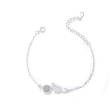 Новые модные ювелирные изделия красивые браслеты из стерлингового серебра 925 пробы с изображением кота лунного камня Простые индивидуальные Милые Браслеты