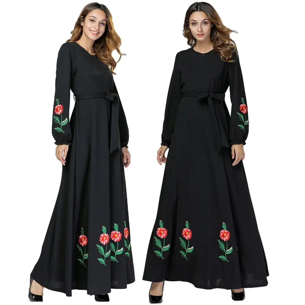 Мусульманское женское длинное платье в Дубае, свободное Повседневное платье макси, платье-кафтан с вышивкой Абая