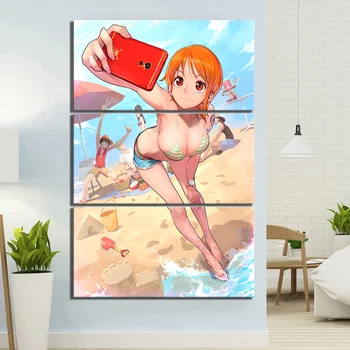 

3 Piece Wall Art Anime Poster Picture One Piece Navigator Nami Poster Wall Painting for Home Modern Decor Canvas Wholesale