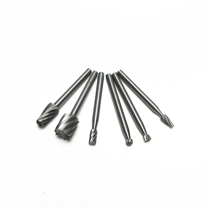 

6PCS Rotary Tool Mini Drill Set Woodworking Engraving Kit Mini Electric Drill Accessories HSS Single Slot Engraving Cutter 3MM
