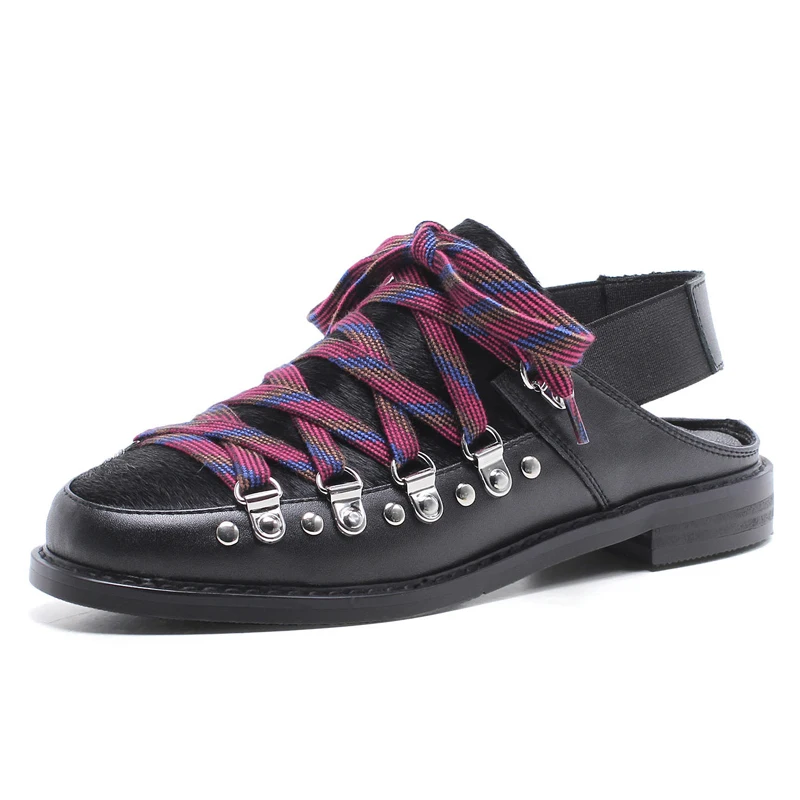 

Women's Genuine Leather Sandals Lace-up 2 CM Heel Pumps Summer Style Casual Shoes Woman Low White Pumps Box Packing W101
