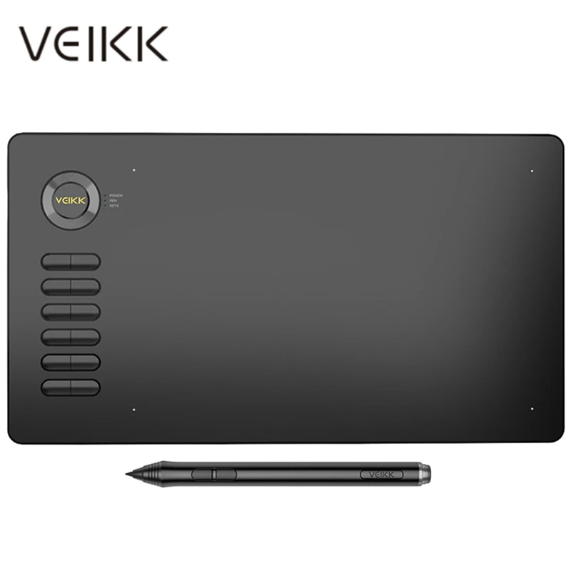 

VEIKK A15 10 X 6 Inch Digital Drawing Tablet 0.9cm Ultra-Thin Graphic Writing Pad with Battery-Free pen 12 Keys 20 Nibs 1 Glove