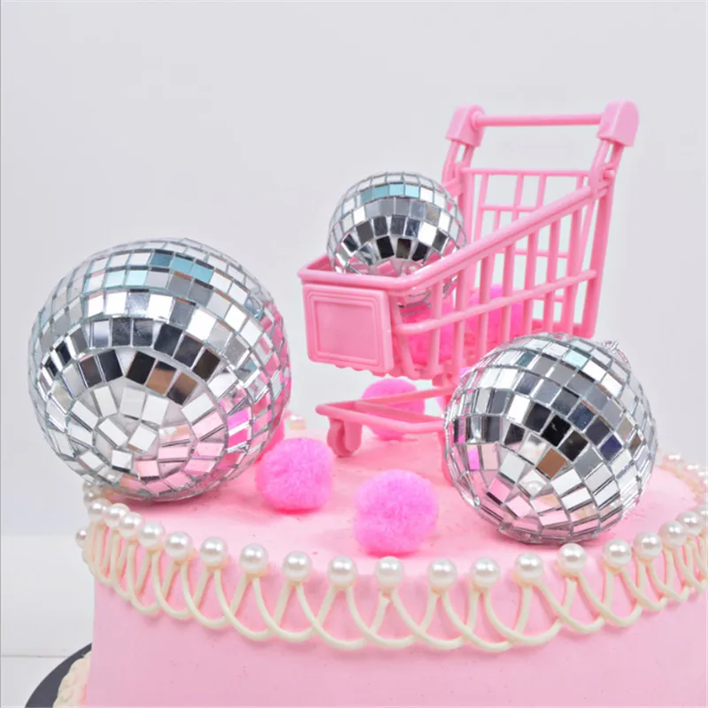 

1pc Reflective Glass Ball Mirror Ball Cake Topper DIY Party Decoration Hen Party Christmas Decoration Pendant Wedding Decoration