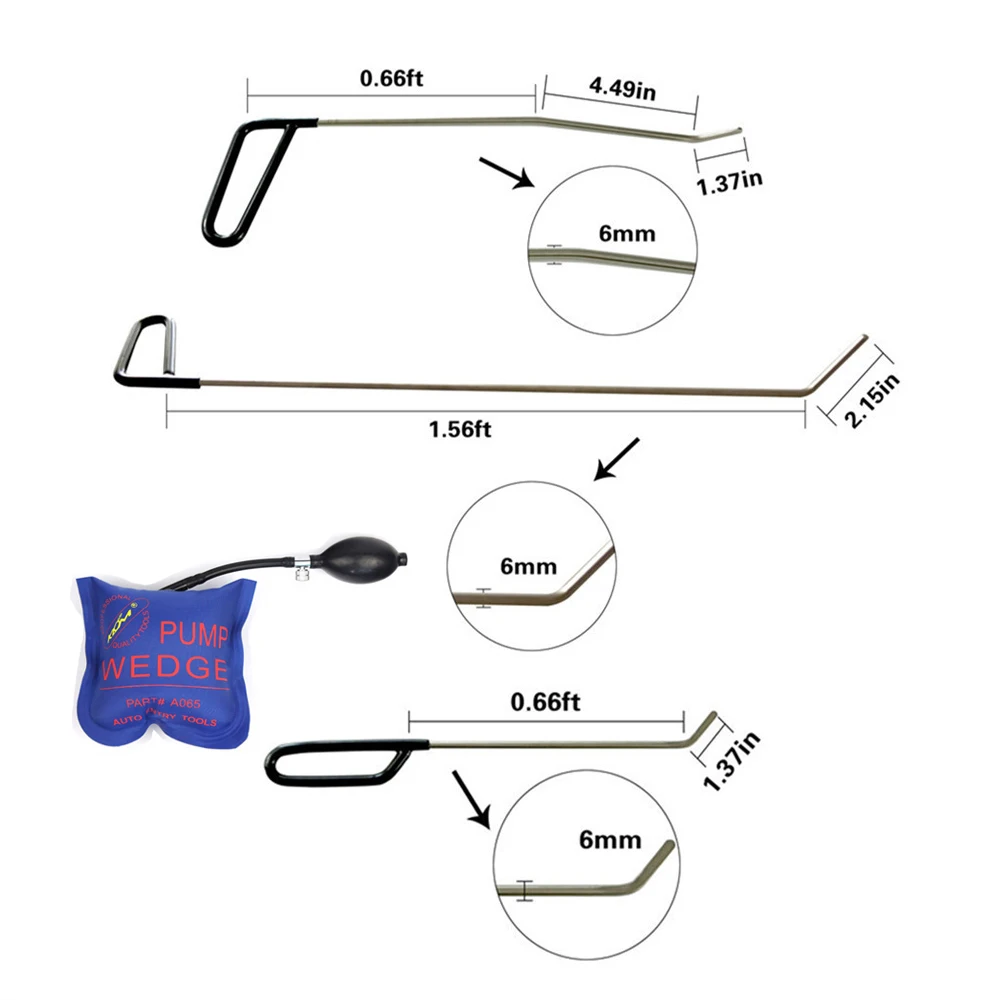 

4PCS Paintless Dent Repair Tool Kit - Perfect for Door Dings Hail Repair and Dent Removal Dent Repair Tool Set with pump wedge