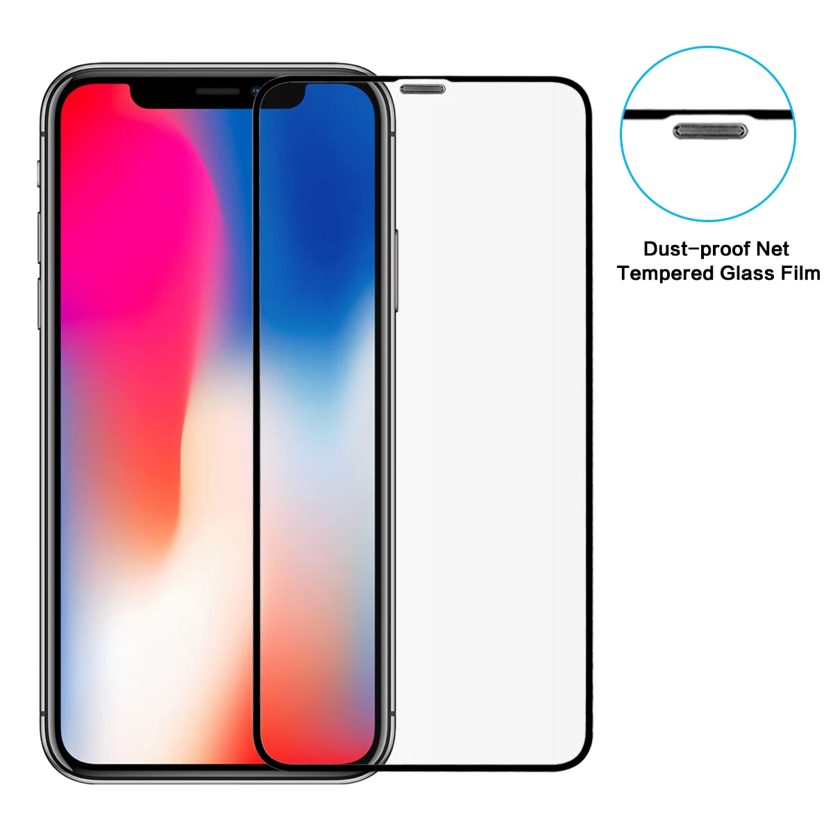 2 упаковки для iPhone X iPhone Xs Пыленепроницаемая сетка на весь экран Закаленное стекло пленка против царапин HD защита экрана