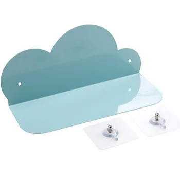 

Iron Art Cloud Shape Wall Shelf Punching Hanger Storage Rack Living Room Bedroom Wall Decoration Strong Rack Blue