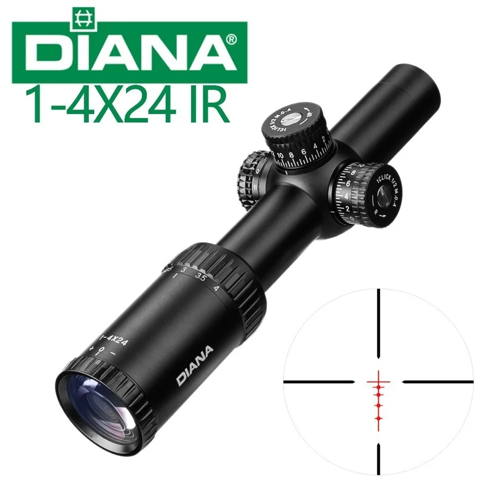 

1-4X24 TacticalRiflescope Mil Dot Reticle Optical Sight Hunting Scopes Rifle Scope Ak 47 Riser