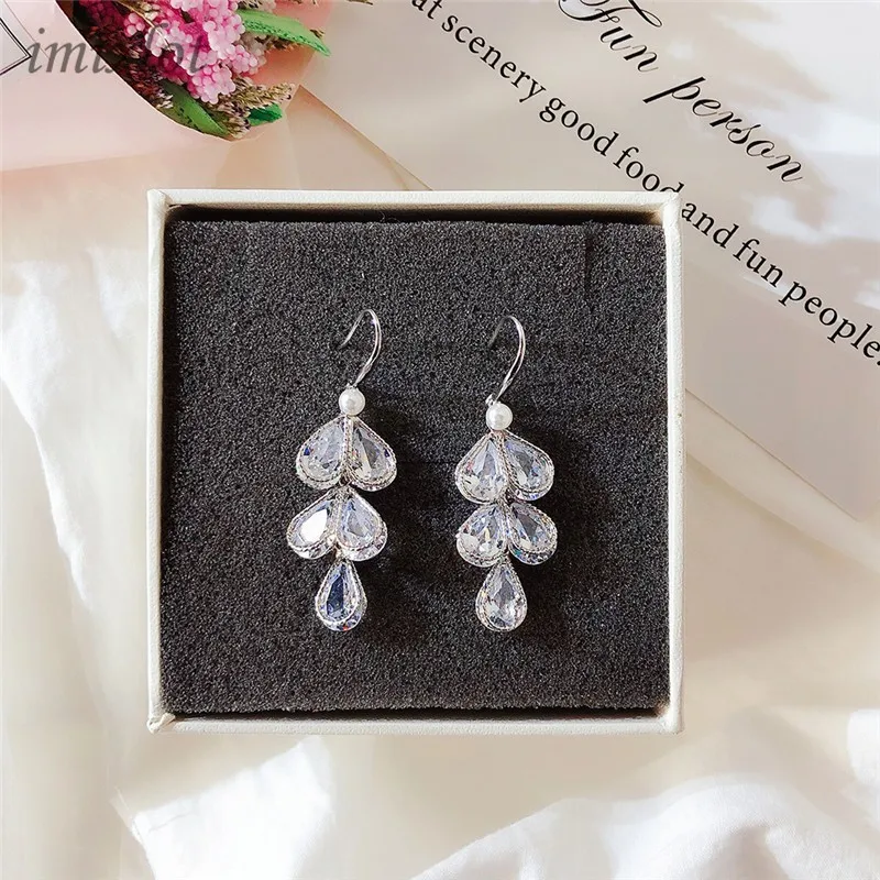 

New Design Elegant Crystal Drop Earrings For Women Leaf Shape Dangle Earring Brincos Luxury Wedding Jewelry Feminino Gift